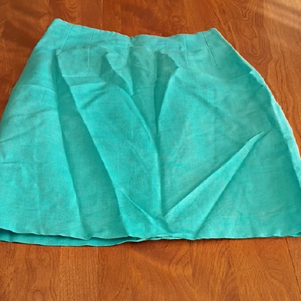 Teal Linen  A-Line Skirt Size 2